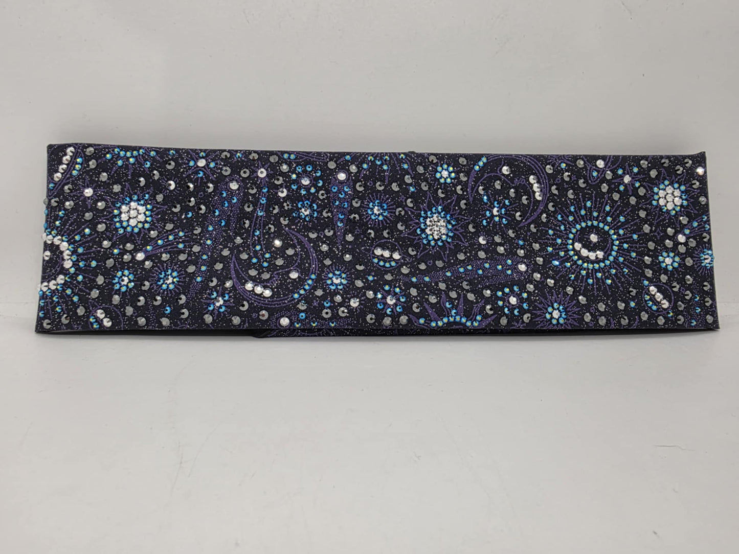 Super LeeAnnette Celestial Bandana with Jet Shimmer, Black and Chrome Austrian Crystals (sku40055)