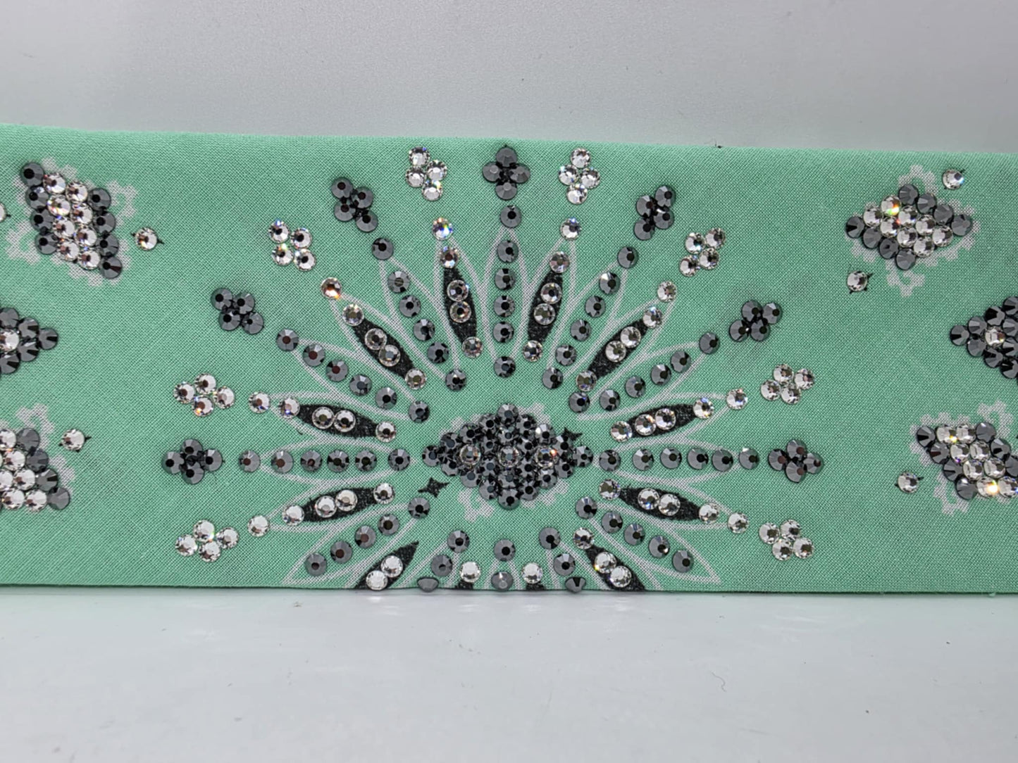 LeeAnnette Mint Paisley with Black and Diamond Clear Austrian Crystals (sku40068)