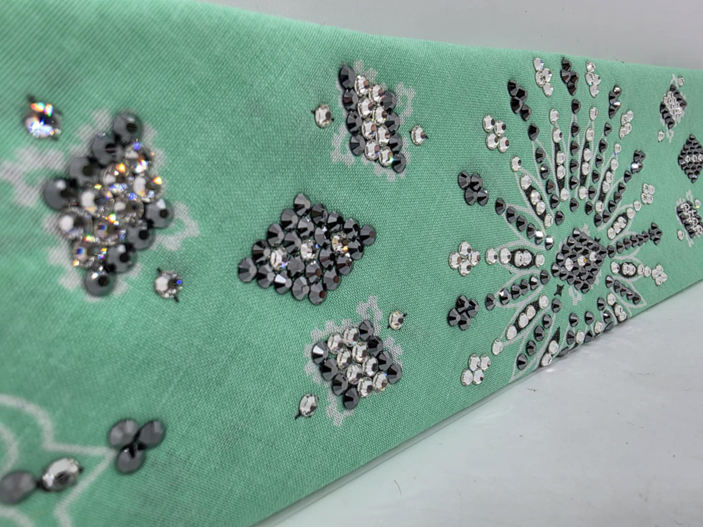 LeeAnnette Mint Paisley with Black and Diamond Clear Austrian Crystals (sku40068)