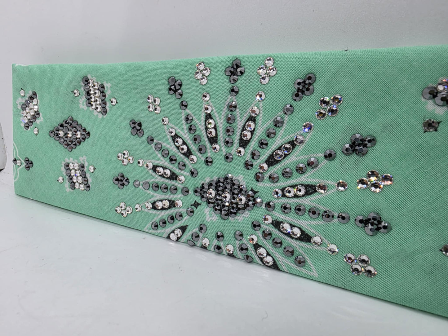 LeeAnnette Mint Paisley with Black and Diamond Clear Austrian Crystals (sku40068)