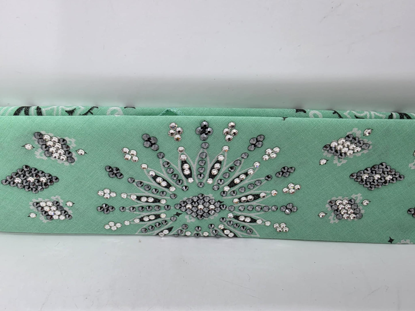 LeeAnnette Mint Paisley with Black and Diamond Clear Austrian Crystals (sku40068)