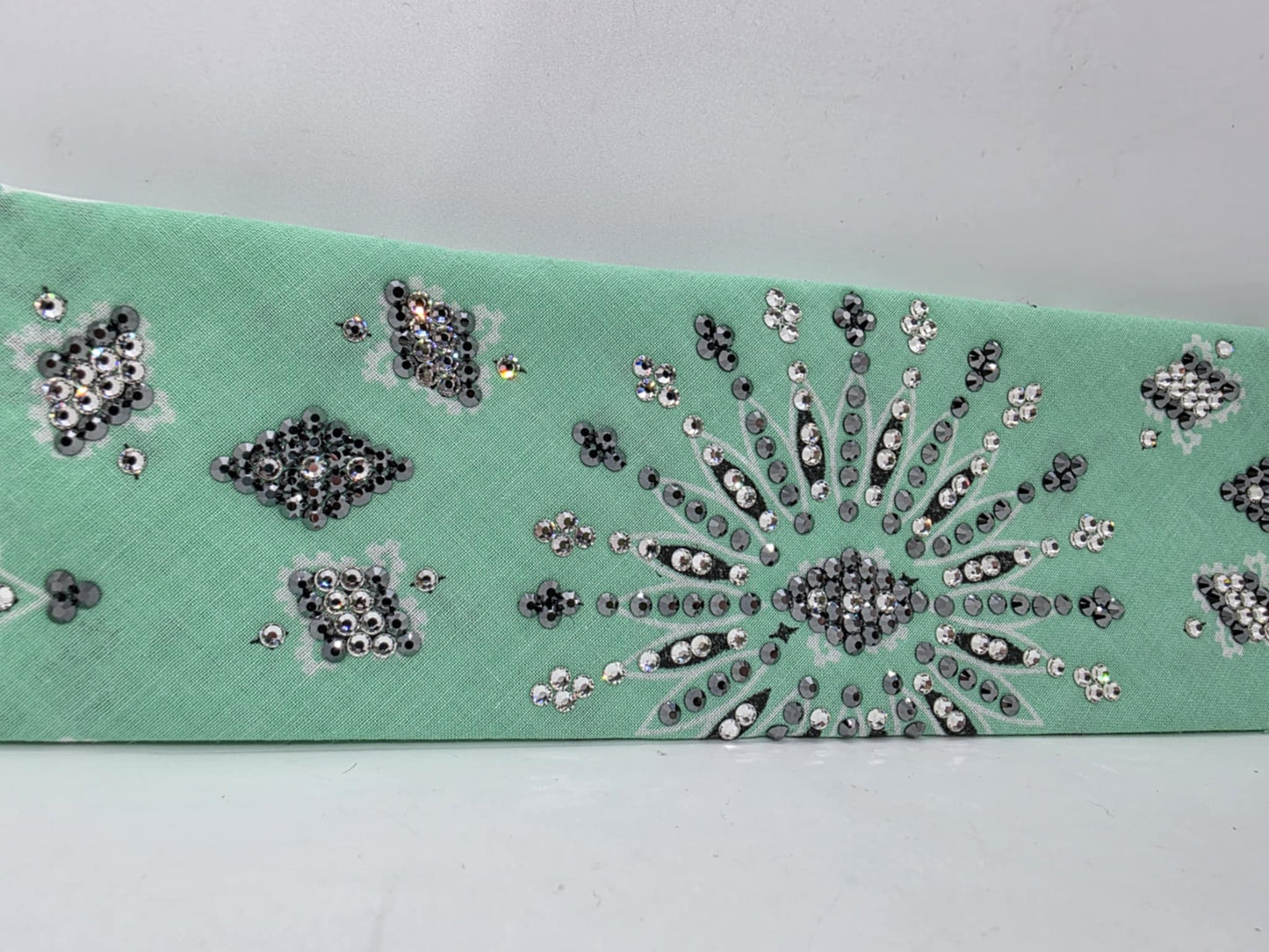 LeeAnnette Mint Paisley with Black and Diamond Clear Austrian Crystals (sku40068)