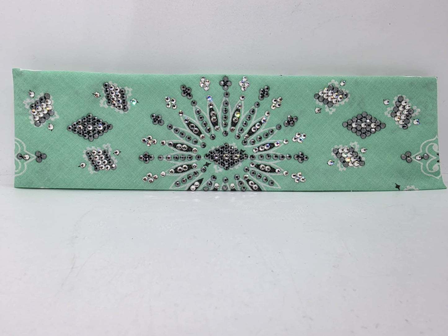 LeeAnnette Mint Paisley with Black and Diamond Clear Austrian Crystals (sku40068)