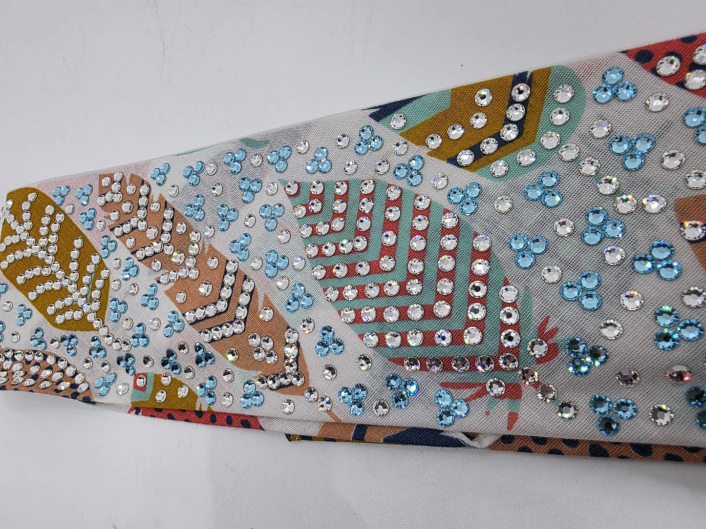 Super LeeAnnette Feathers Bandana with Turquoise and Diamond Clear Austrian Crystals (Sku4041)