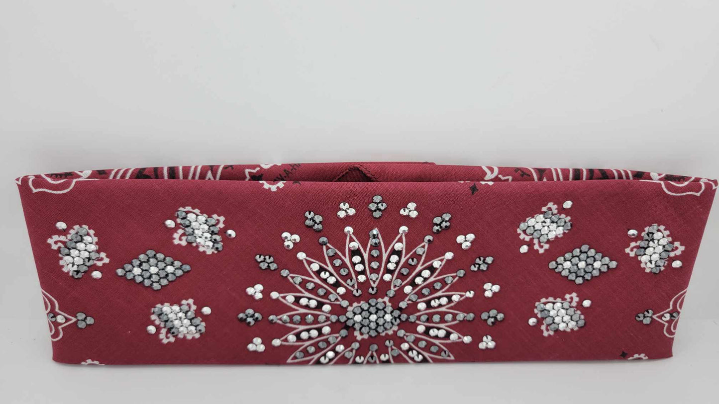 LeeAnnette Maroon Paisley with Black and Chrome Austrian Crystals (Sku4123)