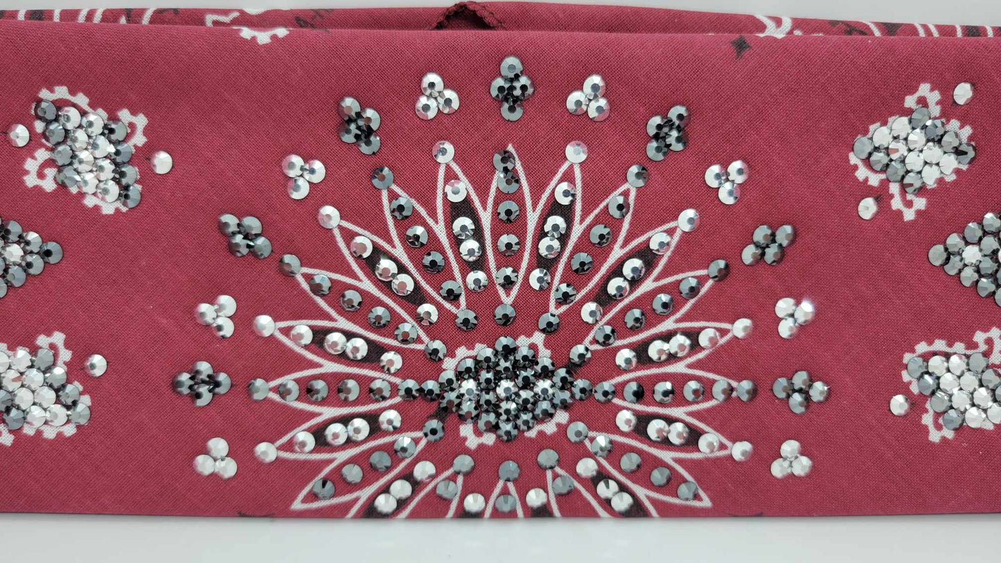 LeeAnnette Maroon Paisley with Black and Chrome Austrian Crystals (Sku4123)