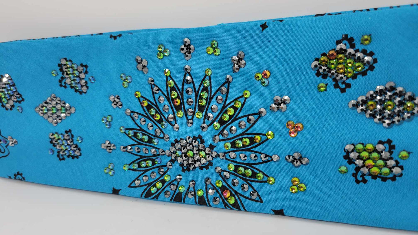 LeeAnnette Electric Blue Paisley with Black and Vitrail Austrian Crystals (Sku4130)