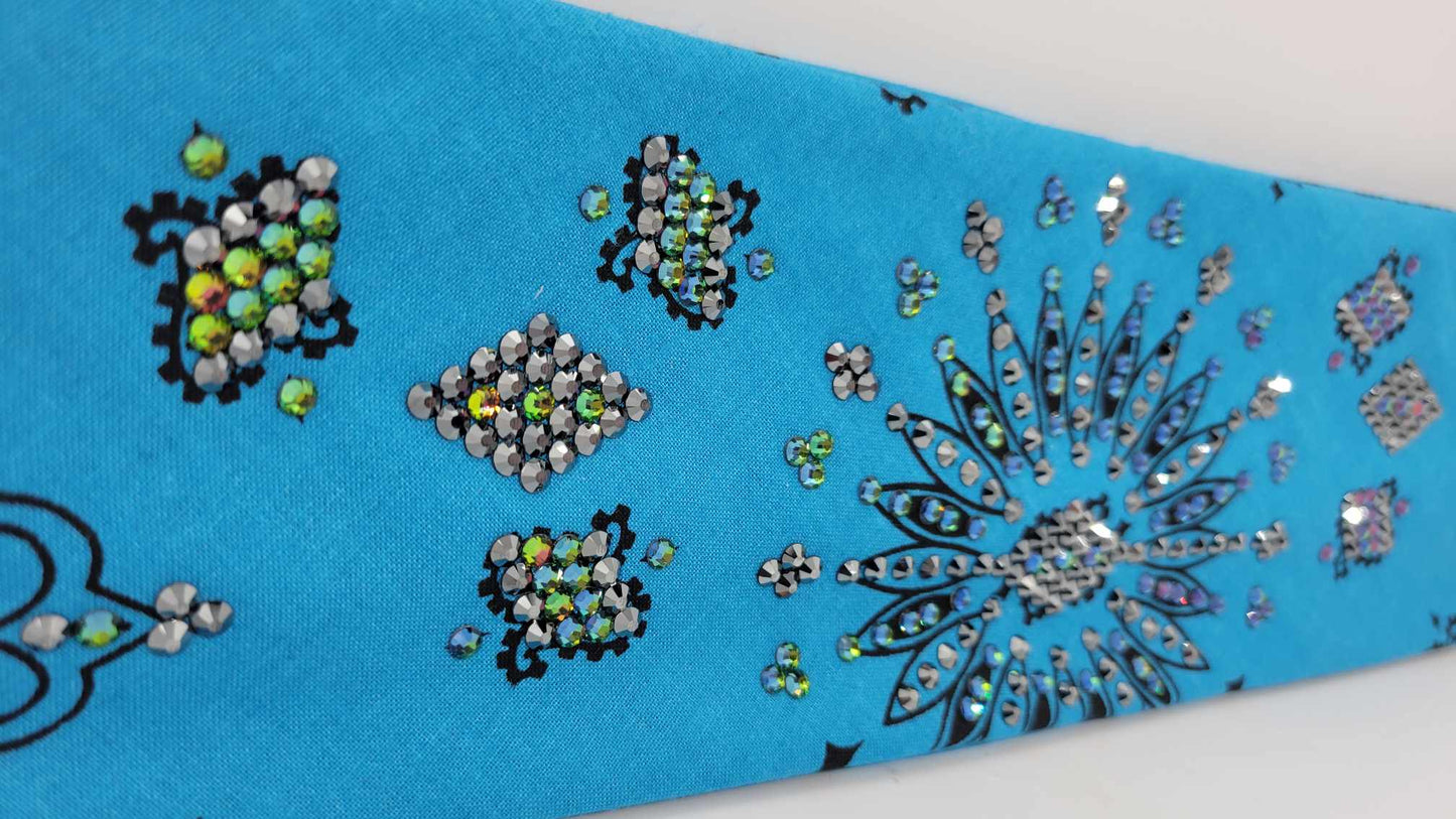 LeeAnnette Electric Blue Paisley with Black and Vitrail Austrian Crystals (Sku4130)