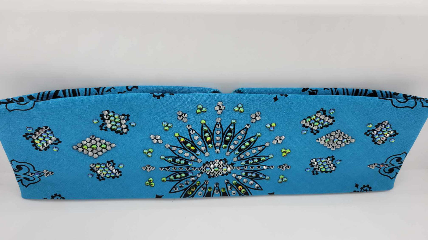 LeeAnnette Electric Blue Paisley with Black and Vitrail Austrian Crystals (Sku4130)