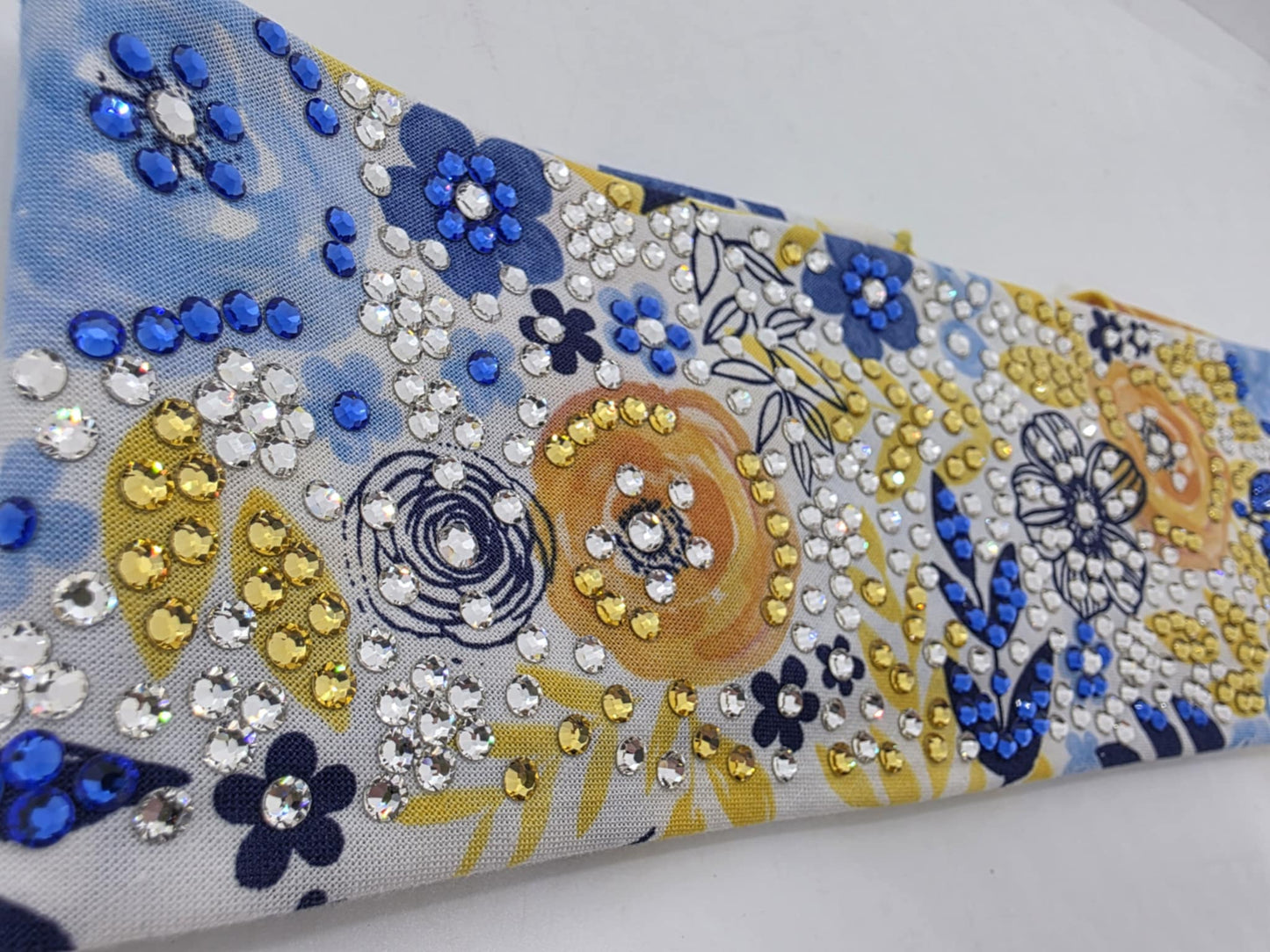 Super LeeAnnette Yellow and Blue Flowers with Blue, Yellow and Diamond Clear Austrian Crystals (Sku4257)