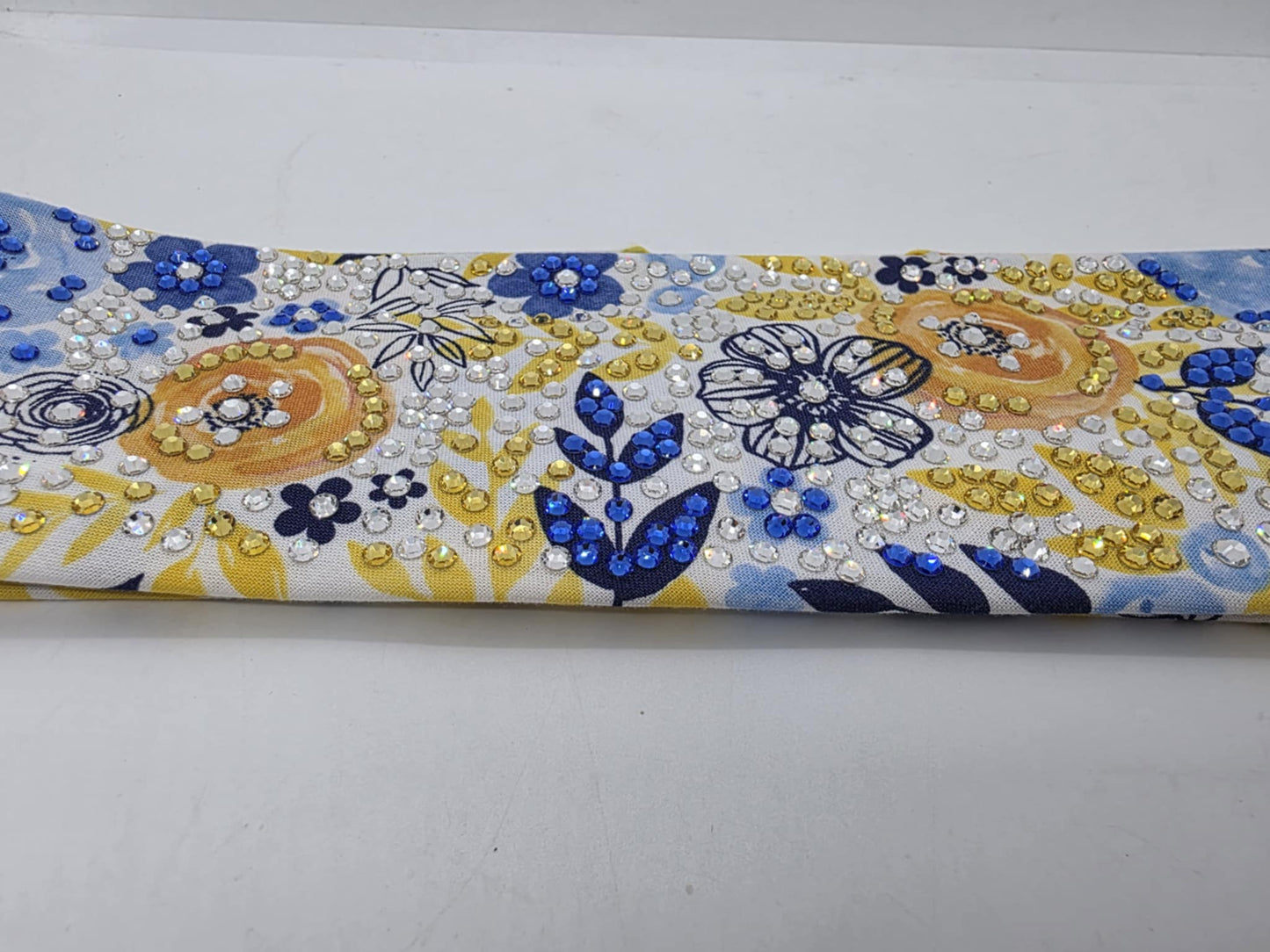 Super LeeAnnette Yellow and Blue Flowers with Blue, Yellow and Diamond Clear Austrian Crystals (Sku4257)