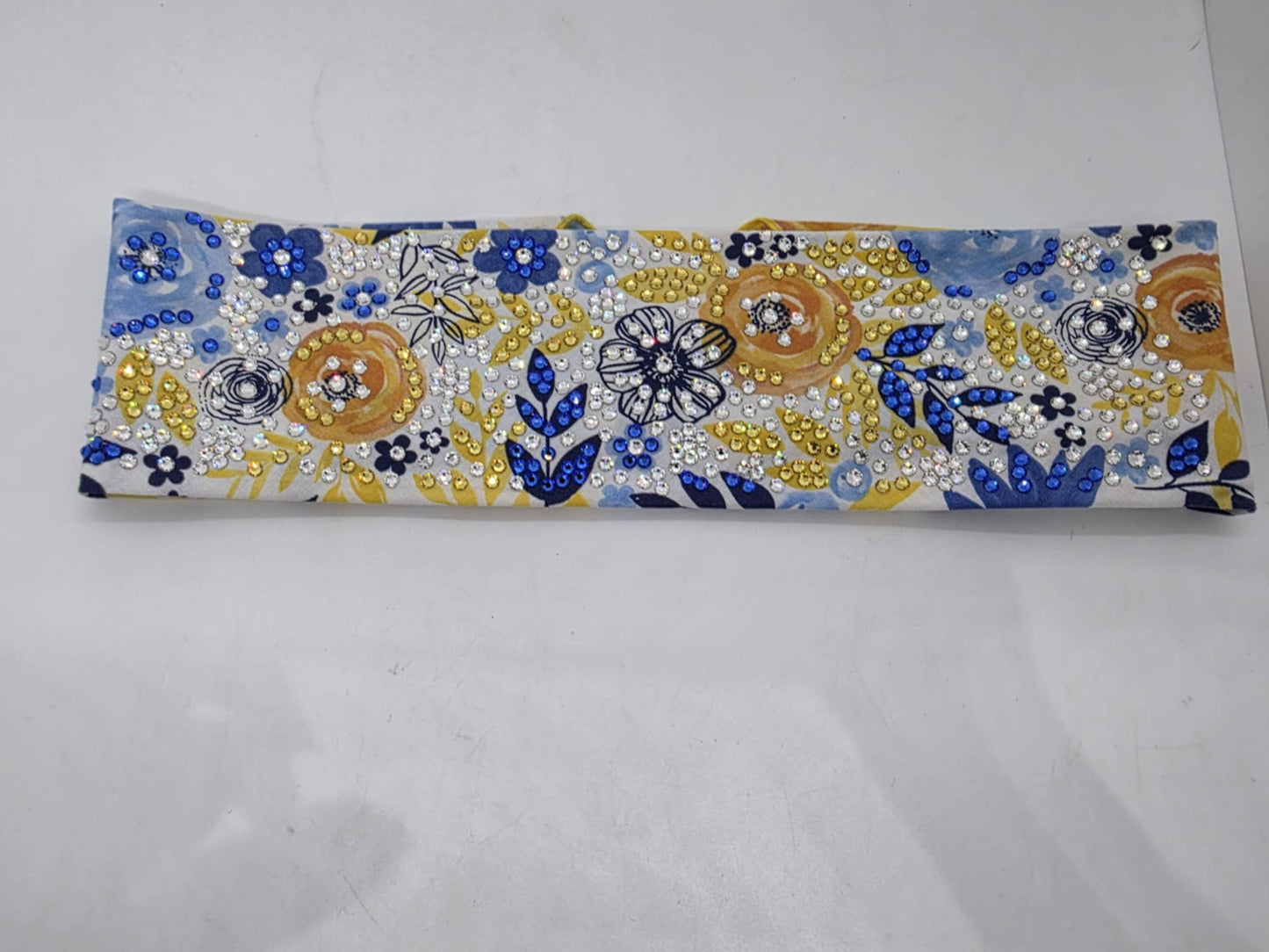 Super LeeAnnette Yellow and Blue Flowers with Blue, Yellow and Diamond Clear Austrian Crystals (Sku4257)