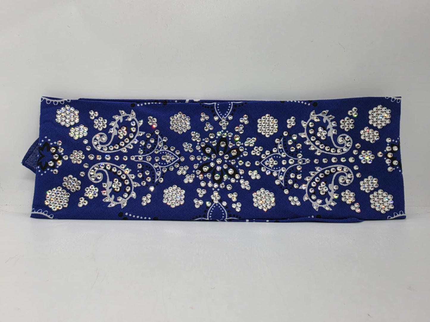 Super LeeAnnette Royal Blue Flower Bandana with Diamond Clear Austrian Crystals (Sku4283)