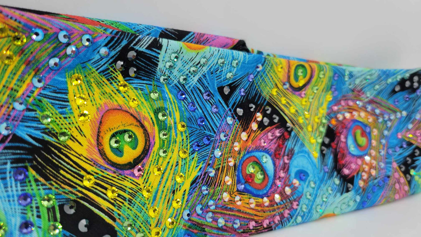 LeeAnnette Peacock Feathers with Multiple Colors of Austrian Crystals (sku4286)