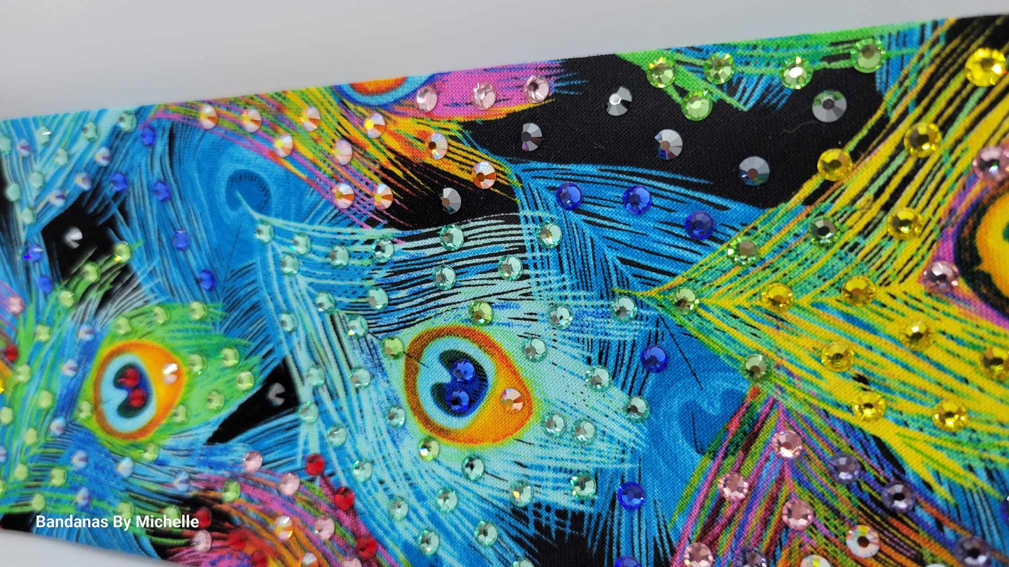 LeeAnnette Peacock Feathers with Multiple Colors of Austrian Crystals (sku4286)