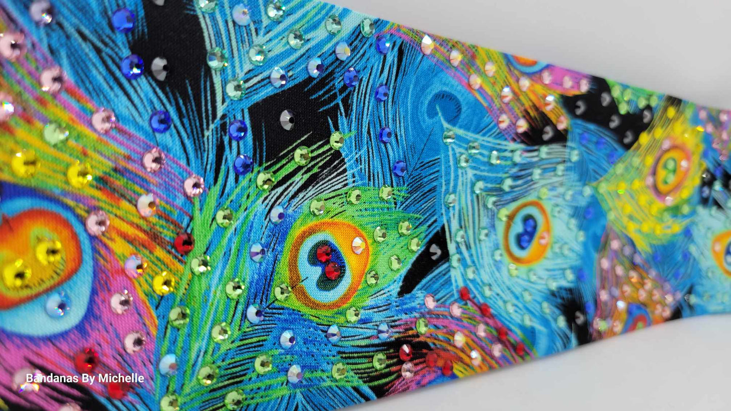 LeeAnnette Peacock Feathers with Multiple Colors of Austrian Crystals (sku4286)