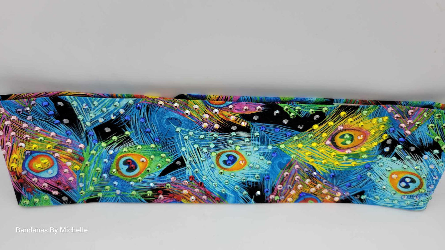 LeeAnnette Peacock Feathers with Multiple Colors of Austrian Crystals (sku4286)