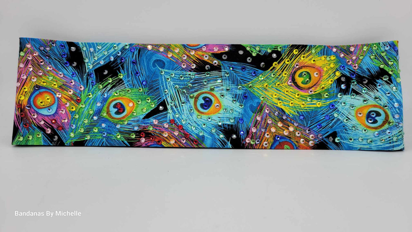 LeeAnnette Peacock Feathers with Multiple Colors of Austrian Crystals (sku4286)