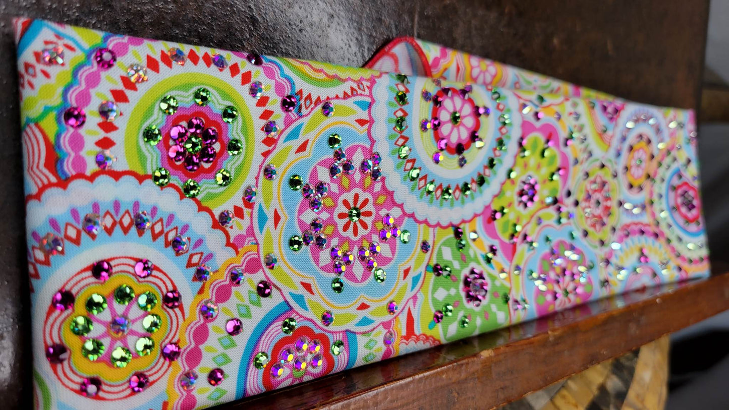 LeeAnnette Bright Flowers Bandana with Fuchsia, Peridot and Aurora Borealis Austrian Crystals (4291)