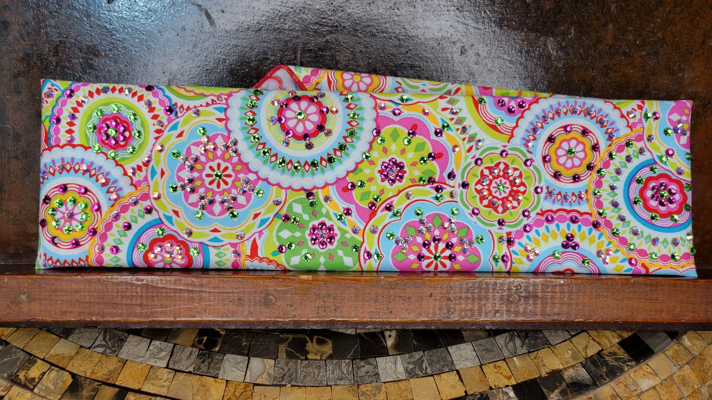 LeeAnnette Bright Flowers Bandana with Fuchsia, Peridot and Aurora Borealis Austrian Crystals (4291)
