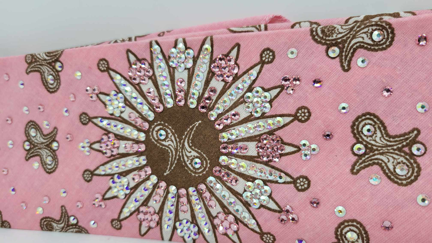 LeeAnnette Pink Flower Paisley with Light Pink and Aurora Borealis Austrian Crystals (Sku4306)