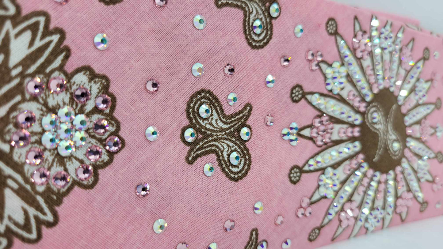LeeAnnette Pink Flower Paisley with Light Pink and Aurora Borealis Austrian Crystals (Sku4306)