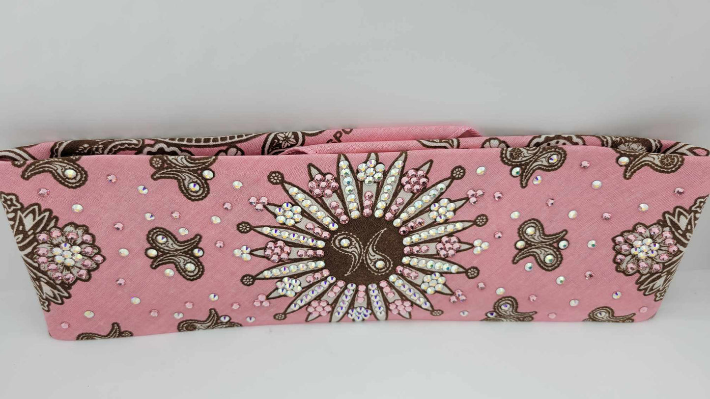 LeeAnnette Pink Flower Paisley with Light Pink and Aurora Borealis Austrian Crystals (Sku4306)