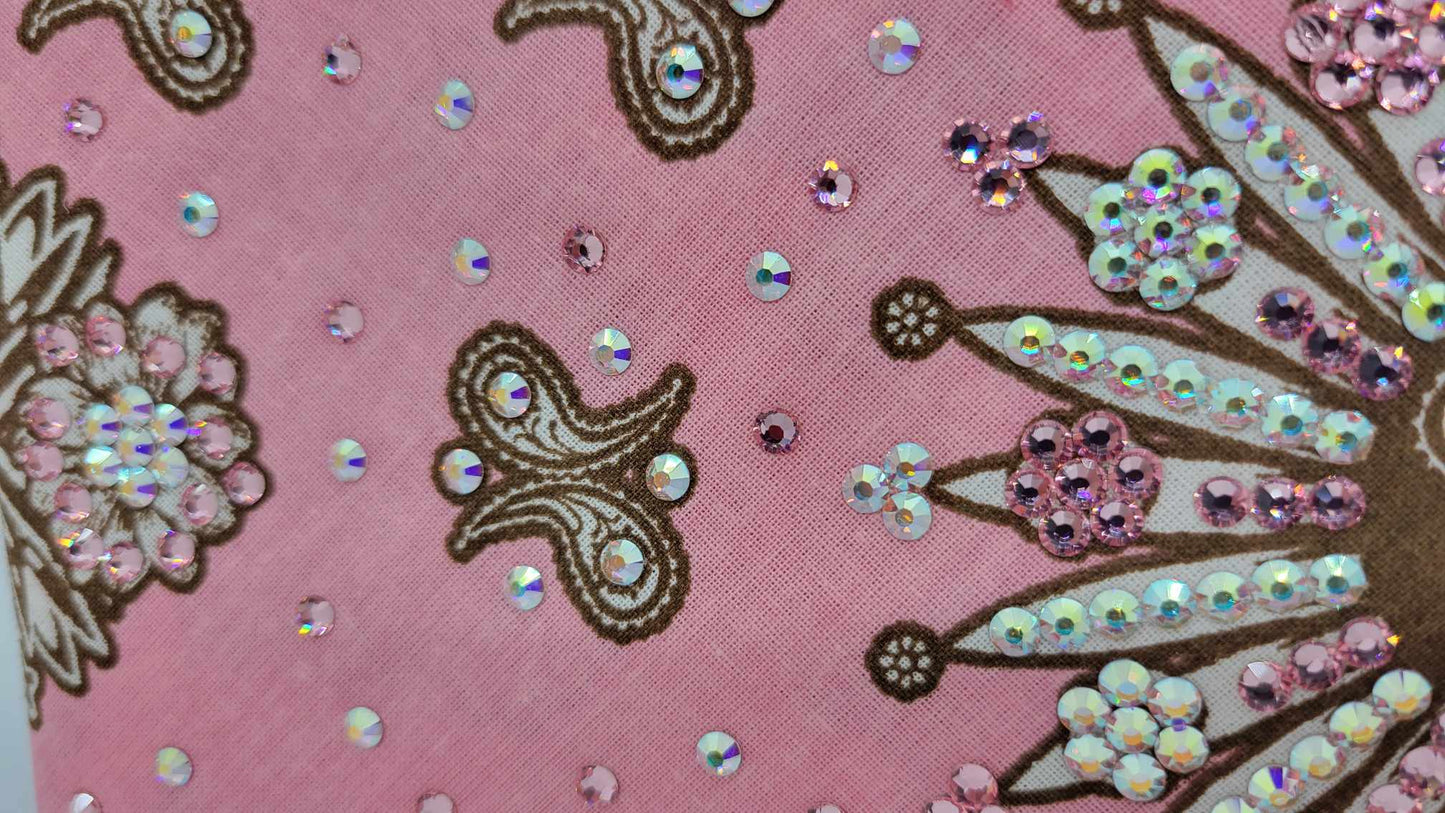 LeeAnnette Pink Flower Paisley with Light Pink and Aurora Borealis Austrian Crystals (Sku4306)