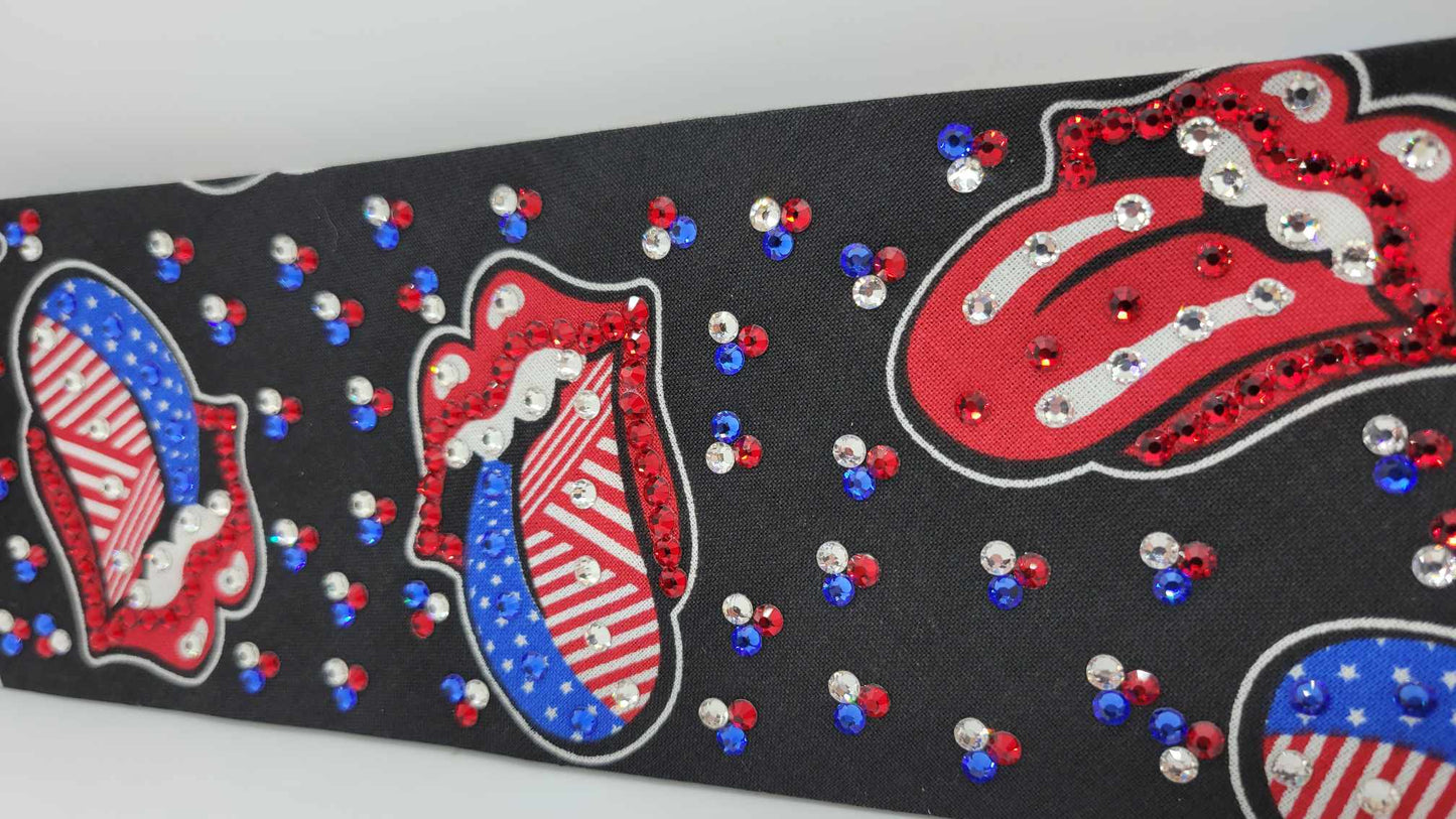 LeeAnnette Red White and Blue Tongues with Red, Blue and Diamond Clear Austrian Crystals (Sku4307)