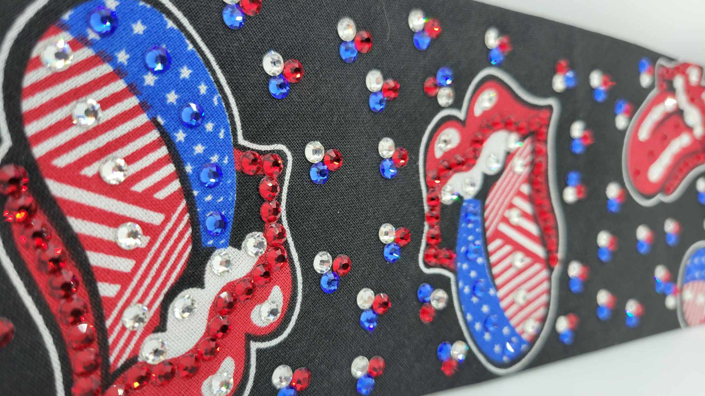 LeeAnnette Red White and Blue Tongues with Red, Blue and Diamond Clear Austrian Crystals (Sku4307)