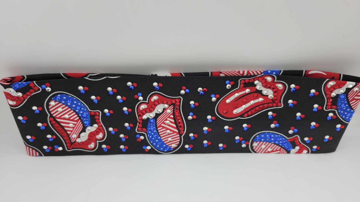LeeAnnette Red White and Blue Tongues with Red, Blue and Diamond Clear Austrian Crystals (Sku4307)