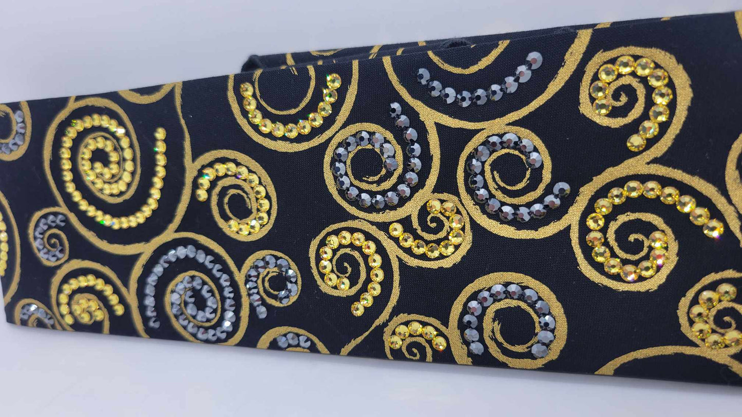 LeeAnnette Gold Scroll Bandana with Yellow and Black Austrian Crystals (Sku4317)