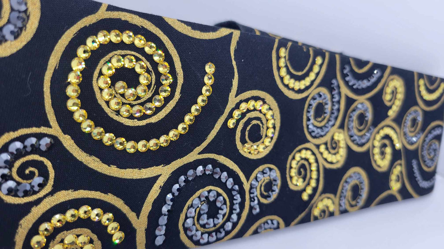 LeeAnnette Gold Scroll Bandana with Yellow and Black Austrian Crystals (Sku4317)