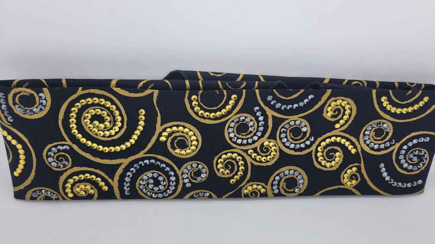 LeeAnnette Gold Scroll Bandana with Yellow and Black Austrian Crystals (Sku4317)