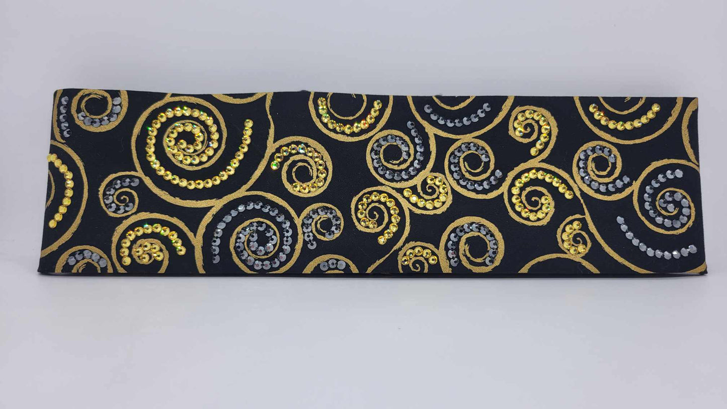 LeeAnnette Gold Scroll Bandana with Yellow and Black Austrian Crystals (Sku4317)