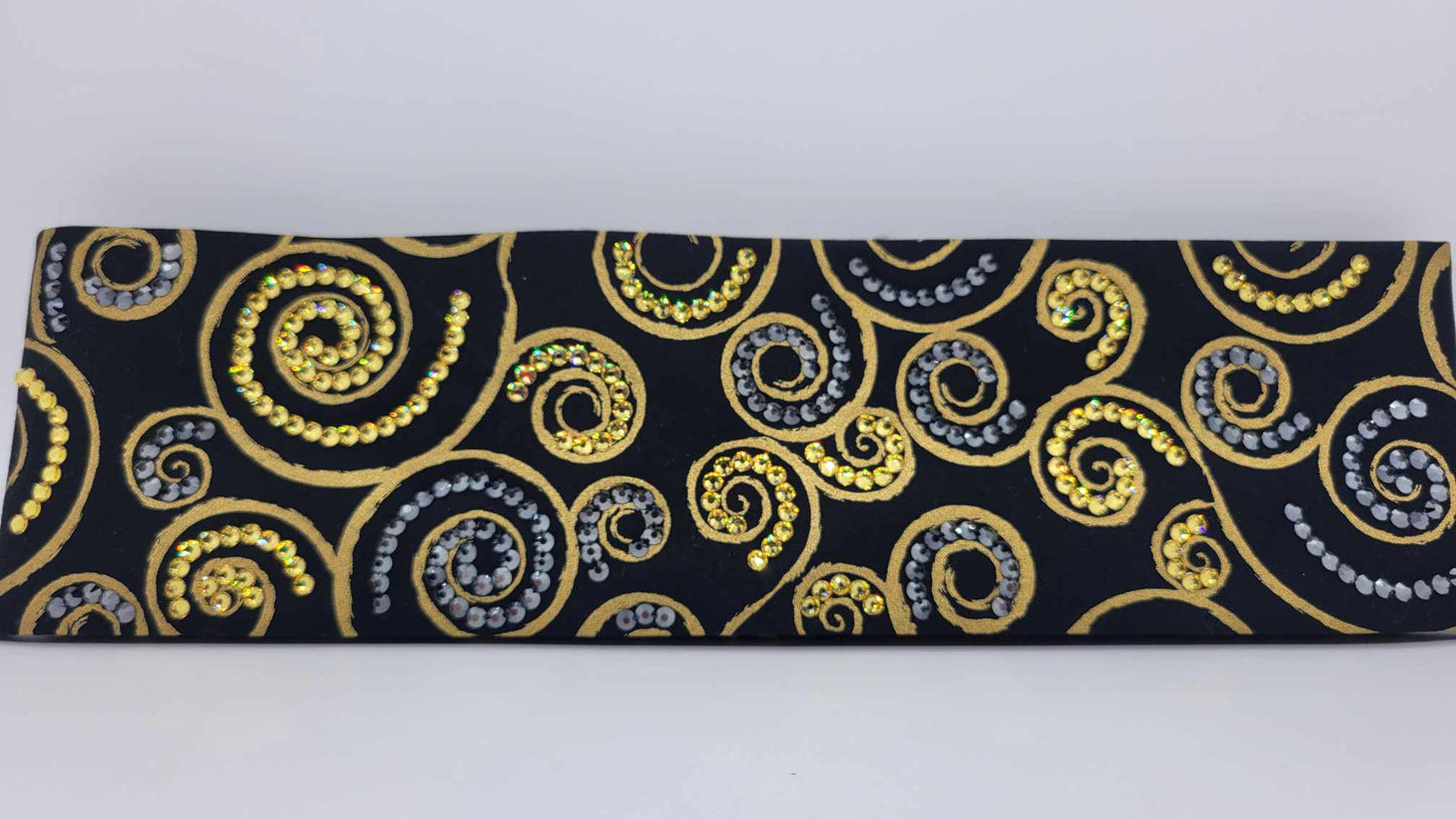 LeeAnnette Gold Scroll Bandana with Yellow and Black Austrian Crystals (Sku4317)