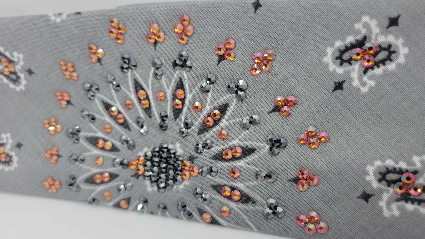 EXTRA BLING - Silver Paisley with Lava and Black Austrian Crystals (Sku4323)
