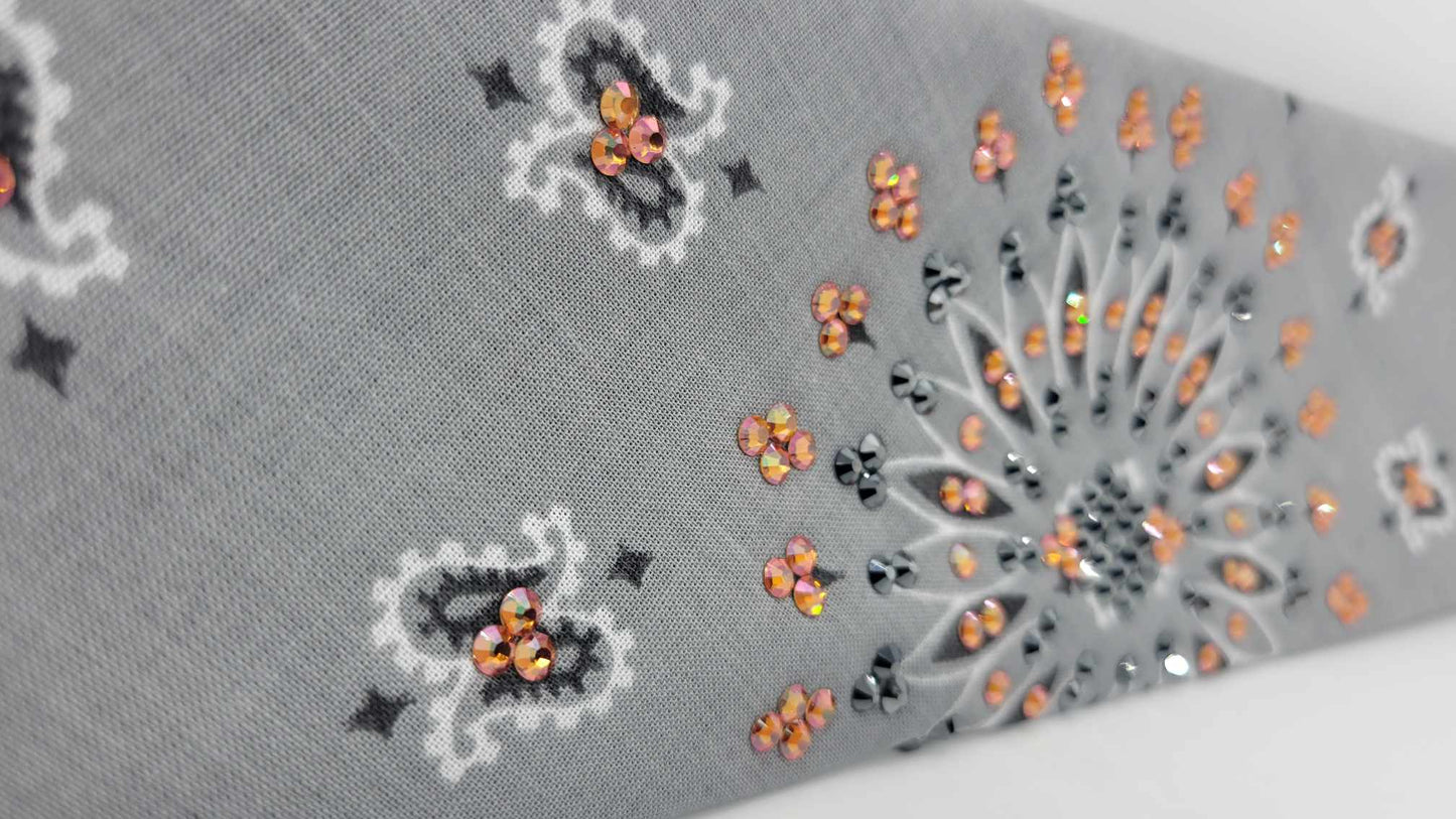 EXTRA BLING - Silver Paisley with Lava and Black Austrian Crystals (Sku4323)