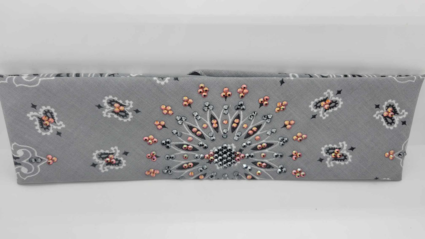 EXTRA BLING - Silver Paisley with Lava and Black Austrian Crystals (Sku4323)