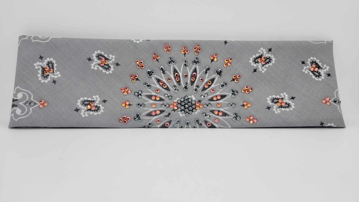 EXTRA BLING - Silver Paisley with Lava and Black Austrian Crystals (Sku4323)