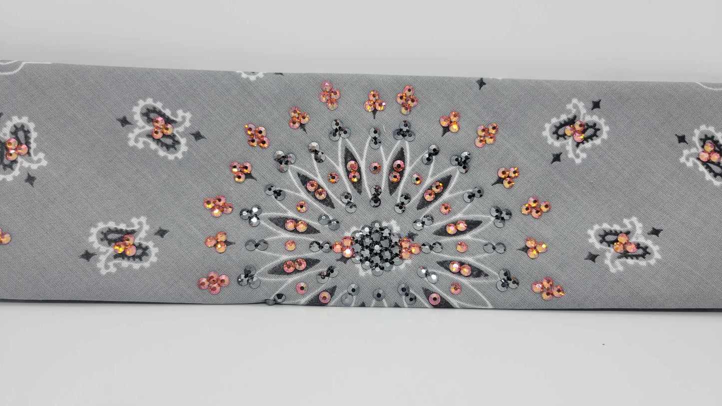 EXTRA BLING - Silver Paisley with Lava and Black Austrian Crystals (Sku4323)