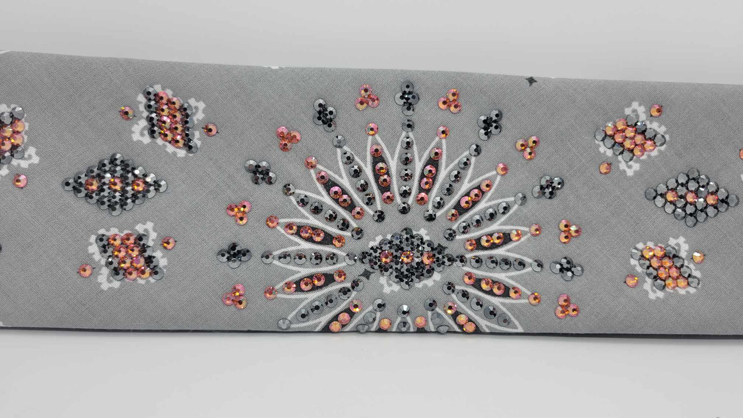LeeAnnette Silver Paisley Bandana with Lava and Black Austrian Crystals (Sku4324)