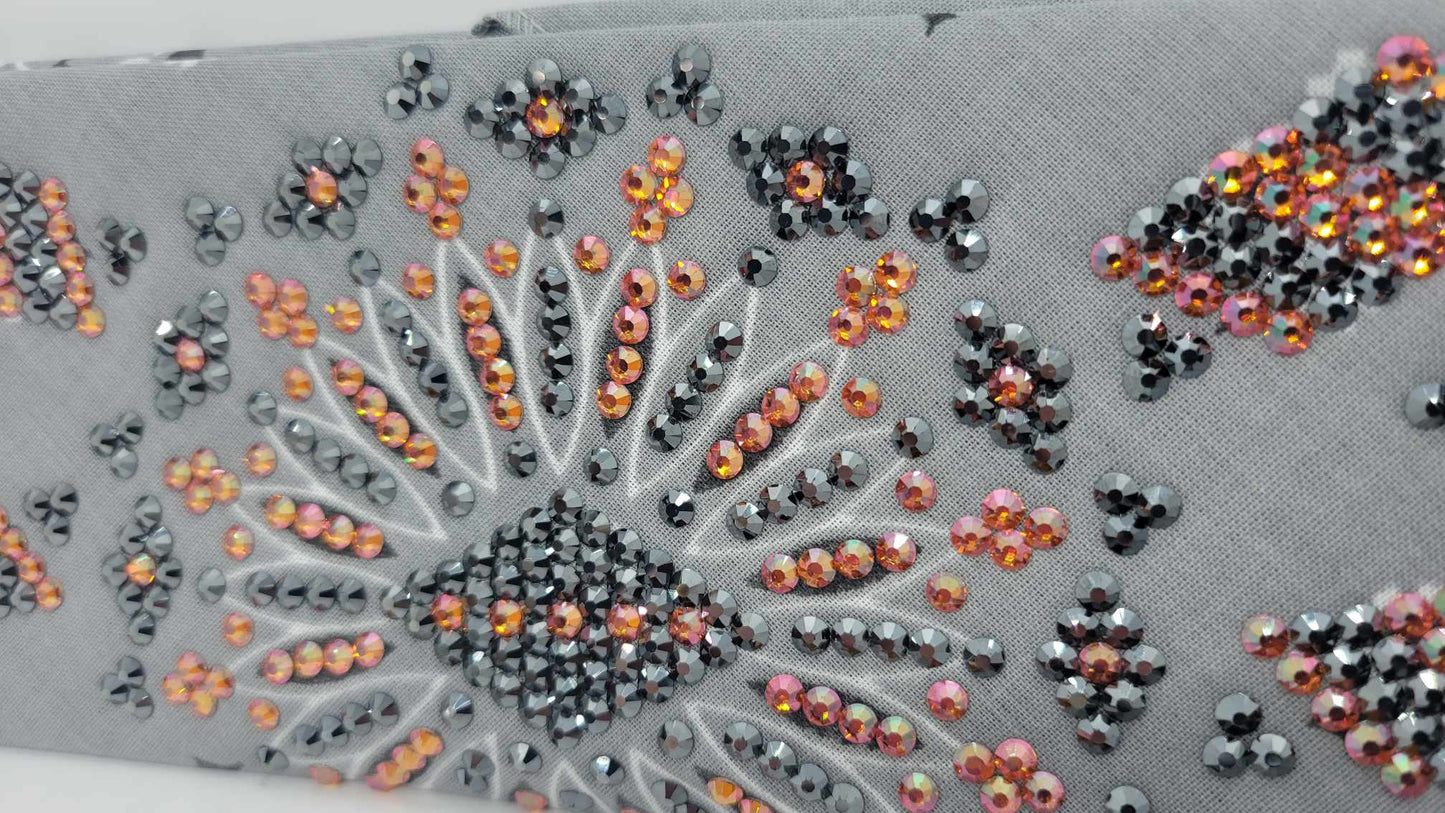 Super LeeAnnette Silver Paisley with Lava and Black Austrian Crystals (Sku4325)