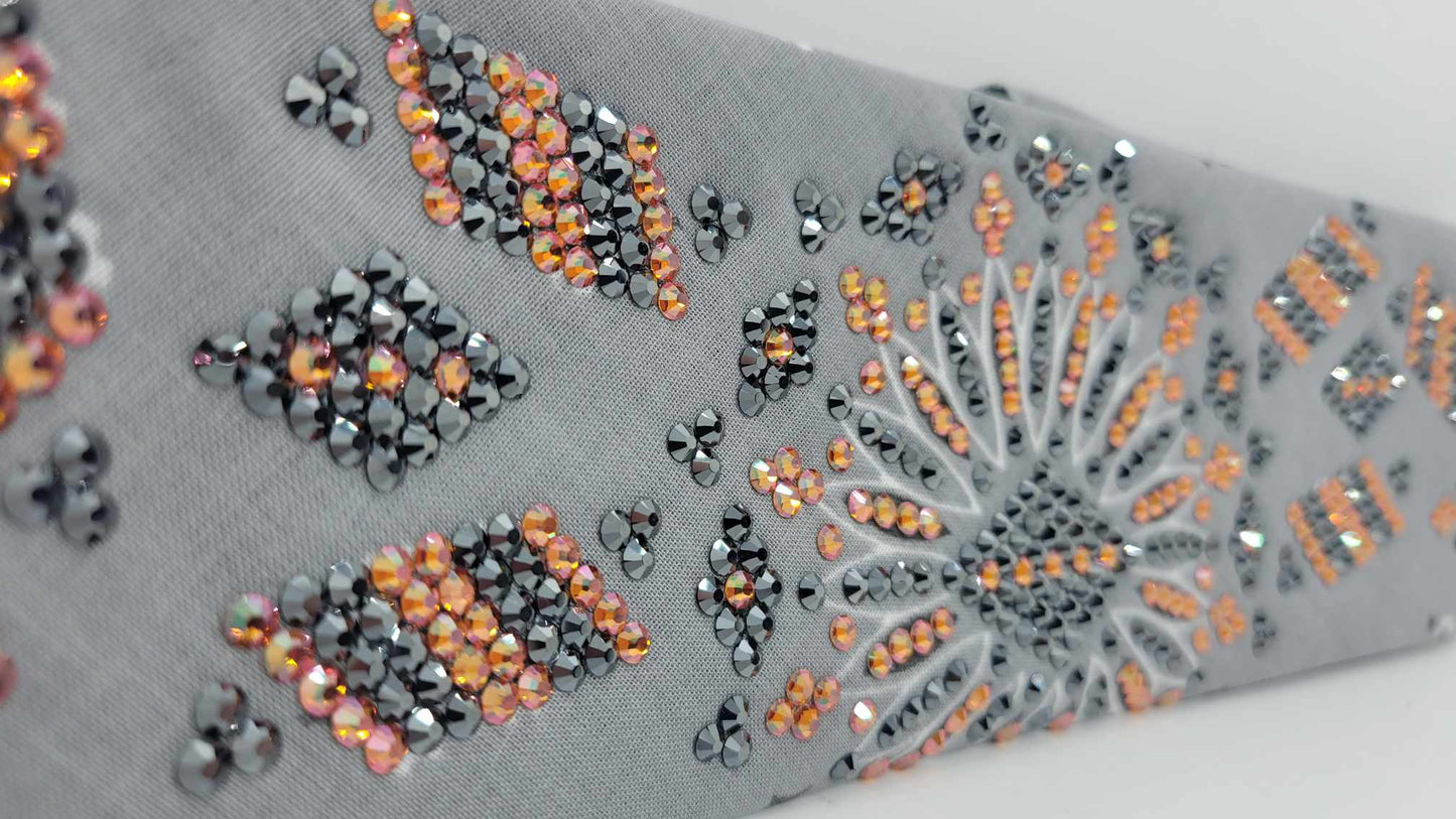 Super LeeAnnette Silver Paisley with Lava and Black Austrian Crystals (Sku4325)