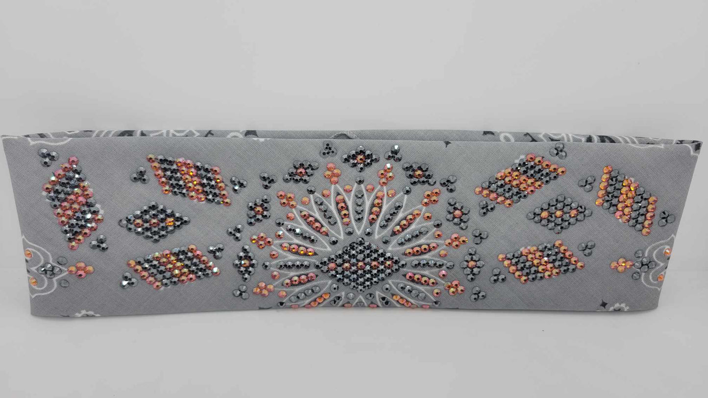 Super LeeAnnette Silver Paisley with Lava and Black Austrian Crystals (Sku4325)