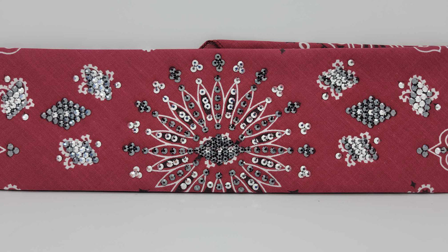 LeeAnnette Maroon Paisley with Chrome and Black Austrian Crystals (Sku4329)