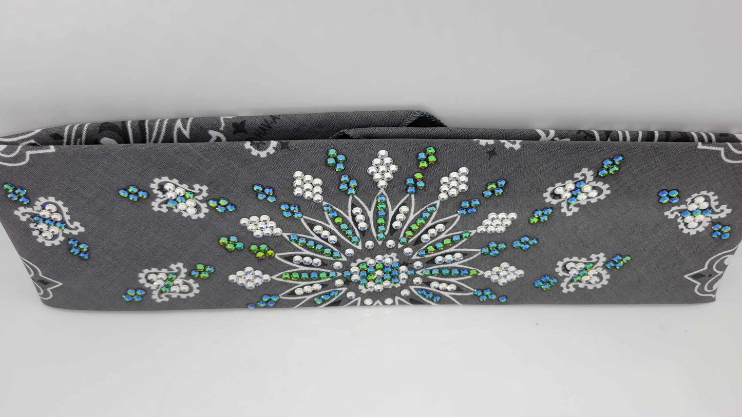 LeeAnnette Charcoal Paisley with Vitrail and Diamond Clear Austrian Crystals (Sku4333)