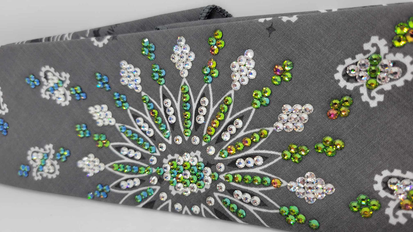 LeeAnnette Charcoal Paisley with Vitrail and Diamond Clear Austrian Crystals (Sku4333)