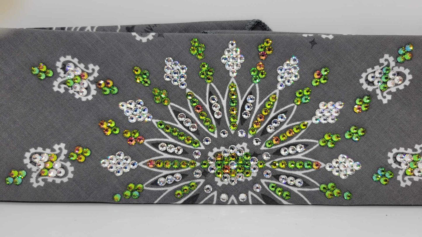 LeeAnnette Charcoal Paisley with Vitrail and Diamond Clear Austrian Crystals (Sku4333)