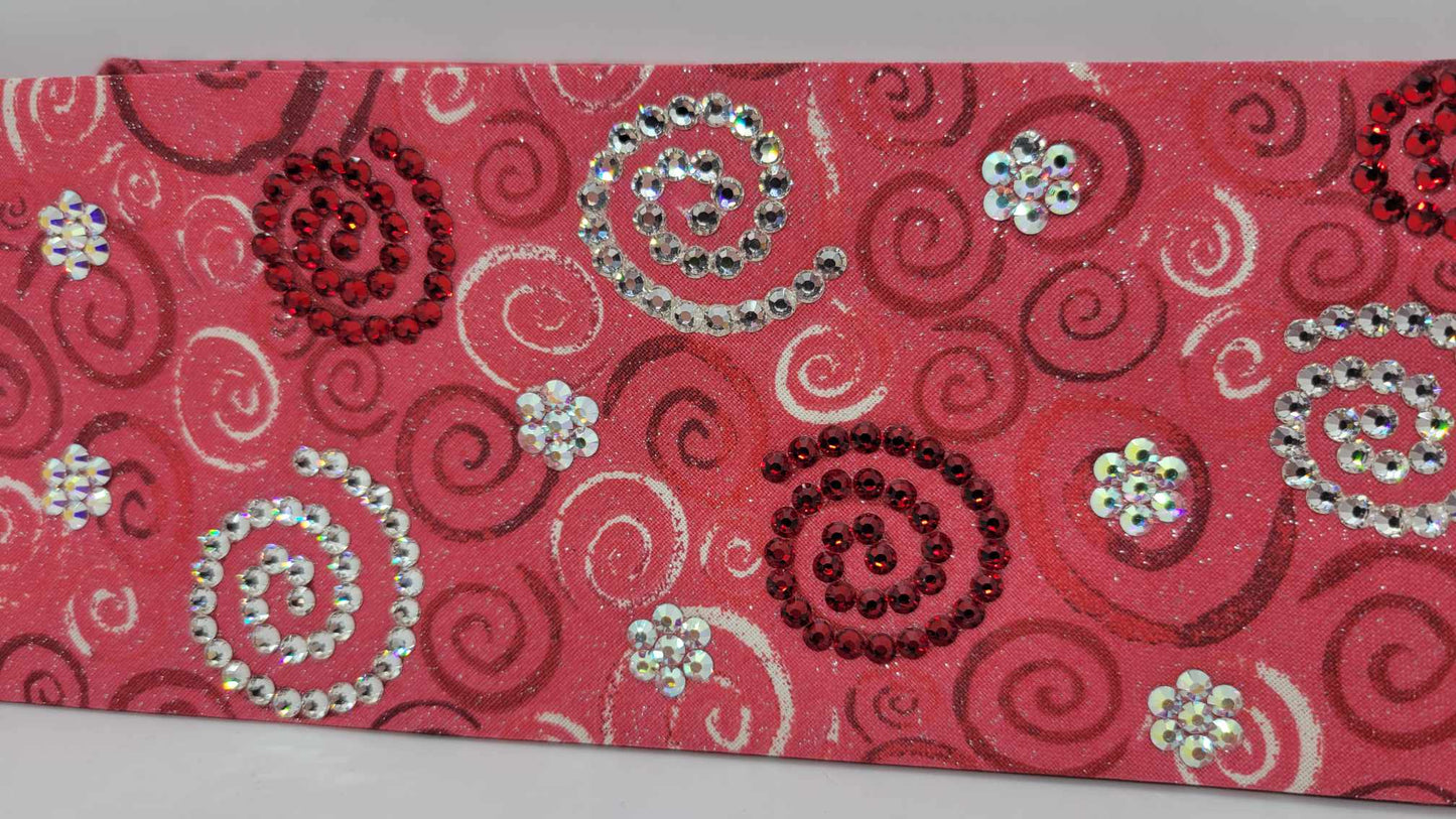LeeAnnette Red Scrolls Bandana with Red, Aurora Borealis and Diamond Clear Austrian Crystals (Sku4341)